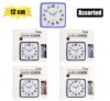 Clock alarm pl square 12cm asstd-col